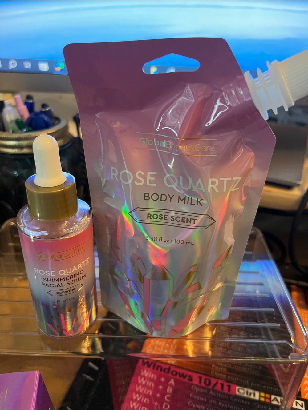 GlobalBeautyCare Rose Quartz Body Milk – Rose Scent (Pink)
